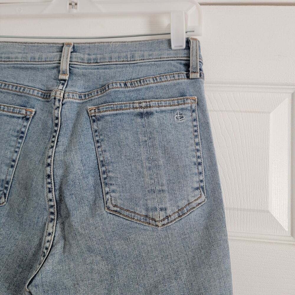 Rag & Bone High-Rise Step Hem Frayed Skinny Cropped Jeans Light Wash Size 29 - Picture 8 of 8